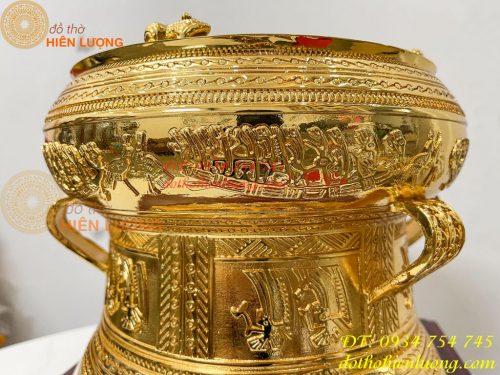 Quả Trống Đồng 25cm Mạ Vàng 24K