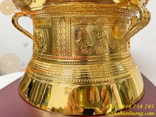 Quả Trống Đồng 25cm Mạ Vàng 24K