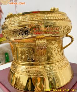 Quả Trống Đồng 25cm Mạ Vàng 24K