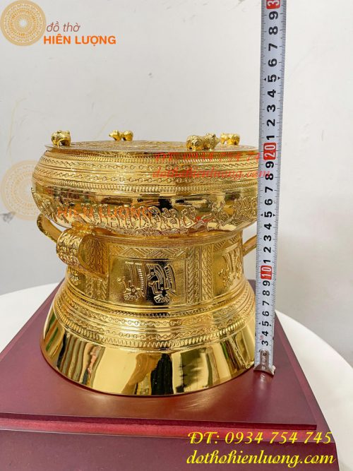 Quả Trống Đồng 25cm Mạ Vàng 24K