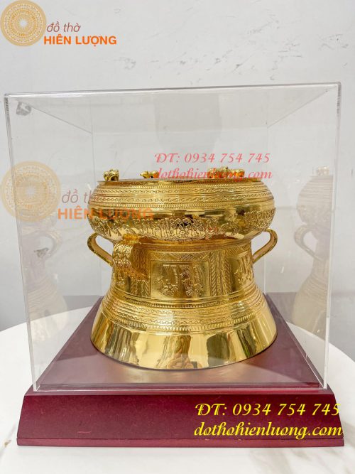 Quả Trống Đồng 25cm Mạ Vàng 24K