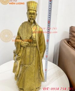 Tượng Khổng Minh Cao 50cm Bằng Đồng Đứng Cầm Quạt