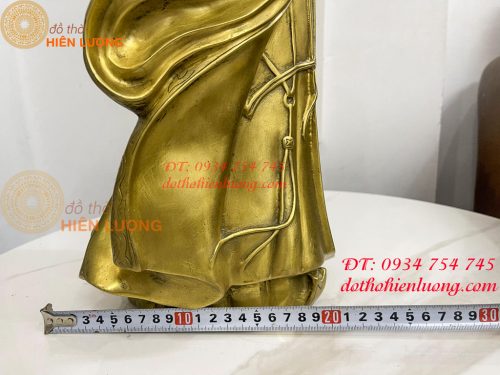 Tượng Khổng Minh Cao 50cm Bằng Đồng Đứng Cầm Quạt