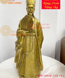 Tượng Khổng Minh Cao 50cm Bằng Đồng Đứng Cầm Quạt