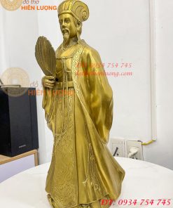 Tượng Khổng Minh Cao 50cm Bằng Đồng Đứng Cầm Quạt