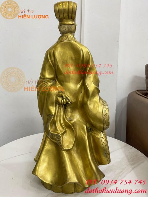 Tượng Khổng Minh Cao 50cm Bằng Đồng Đứng Cầm Quạt