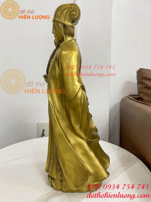 Tượng Khổng Minh Cao 50cm Bằng Đồng Đứng Cầm Quạt