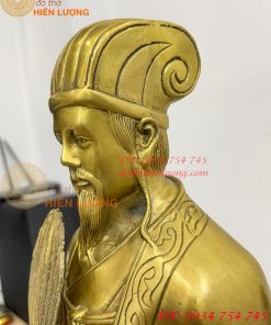 Tượng Khổng Minh Cao 50cm Bằng Đồng Đứng Cầm Quạt