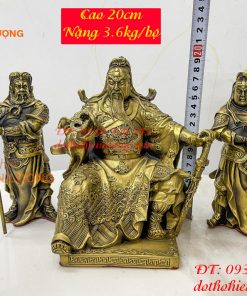 Bộ tượng tam thánh cao 20cm: Quan công, châu bình, chu xương