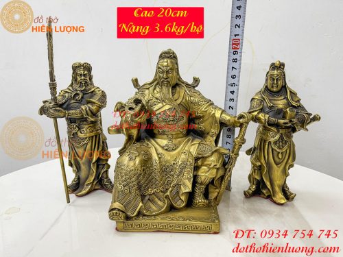 Bộ tượng tam thánh cao 20cm: Quan công, châu bình, chu xương