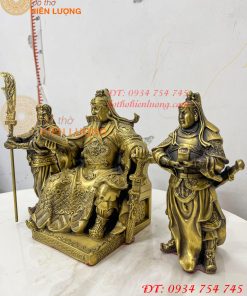 Bộ tượng tam thánh cao 20cm: Quan công, châu bình, chu xương