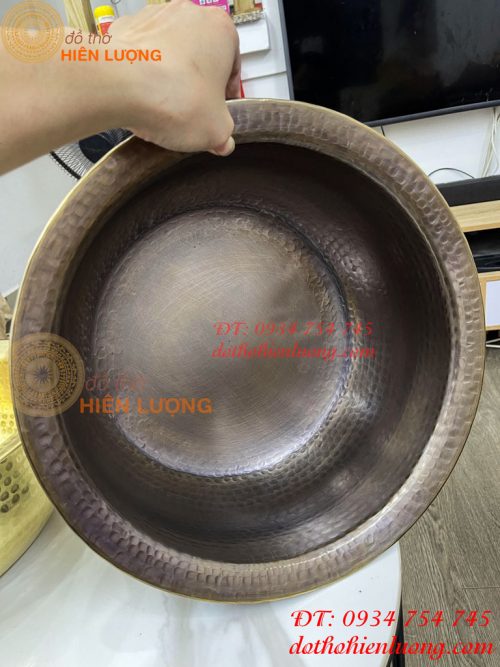 Chậu đồng gò tay đường kính 40cm