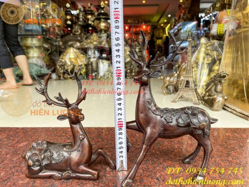 Đôi hươu hoa mai bằng đồng phong thủy