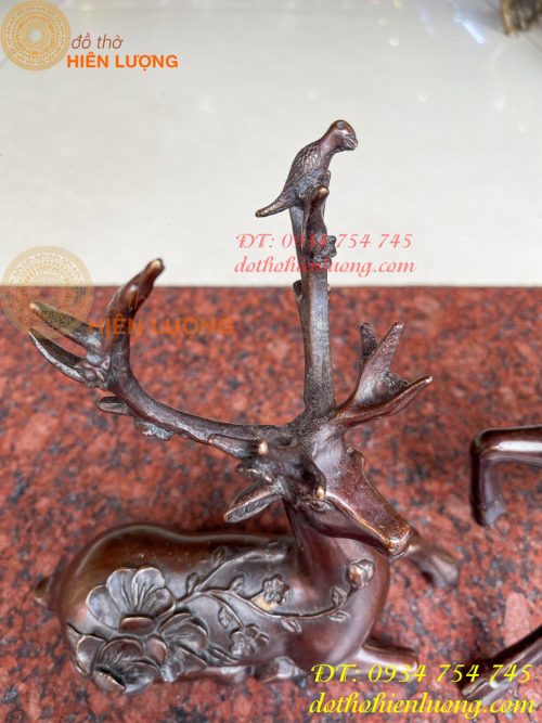 Đôi hươu hoa mai bằng đồng phong thủy