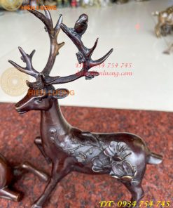 Đôi hươu hoa mai bằng đồng phong thủy