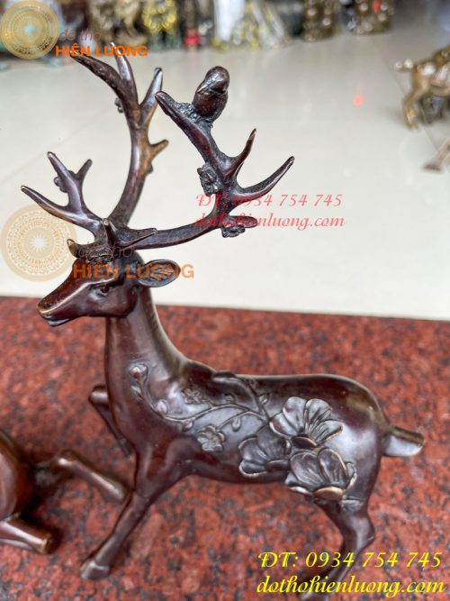 Đôi hươu hoa mai bằng đồng phong thủy