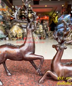Đôi hươu hoa mai bằng đồng phong thủy