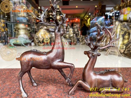 Đôi hươu hoa mai bằng đồng phong thủy