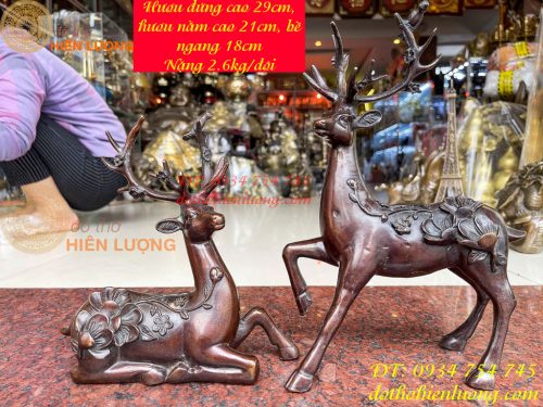 Đôi hươu hoa mai bằng đồng phong thủy