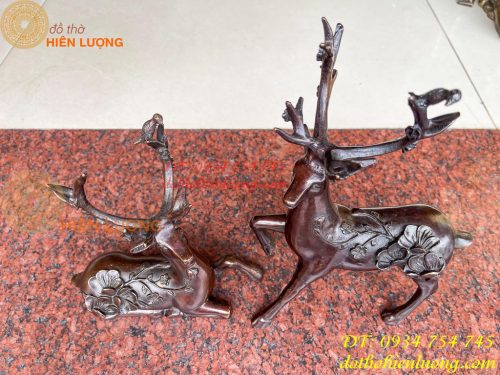 Đôi hươu hoa mai bằng đồng phong thủy