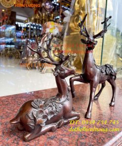 Đôi hươu hoa mai bằng đồng phong thủy