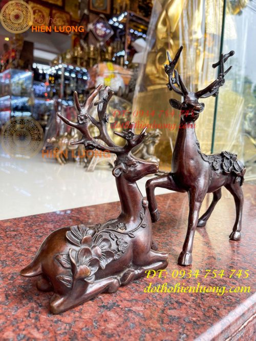 Đôi hươu hoa mai bằng đồng phong thủy