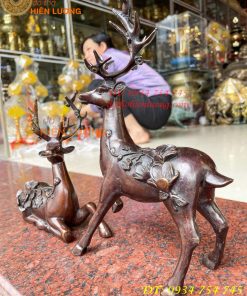 Đôi hươu hoa mai bằng đồng phong thủy