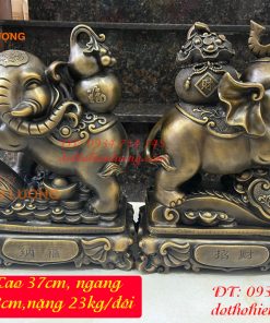 Đôi Voi Tài Lộc Bằng Đồng Phong Thủy Cao 37cm