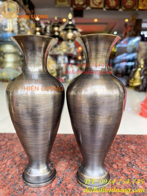 Đôi lọ hoa bằng đồng cát tút cao 20cm