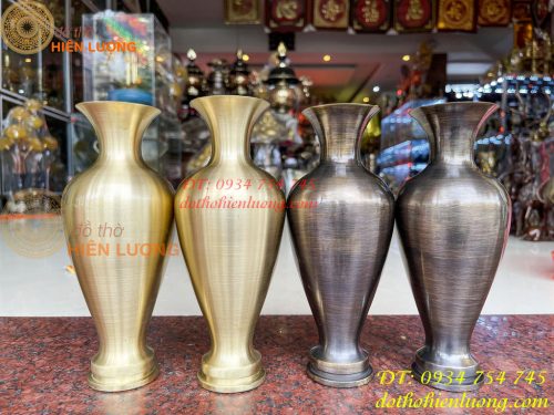 Đôi lọ hoa bằng đồng cát tút cao 20cm