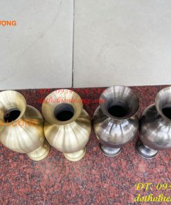 Đôi lọ hoa bằng đồng cát tút cao 20cm