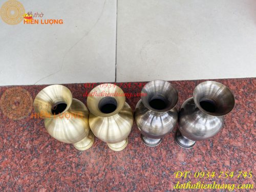 Đôi lọ hoa bằng đồng cát tút cao 20cm