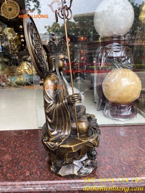 Tượng địa tạng ngồi bệ sen bằng đồng cao 48cm
