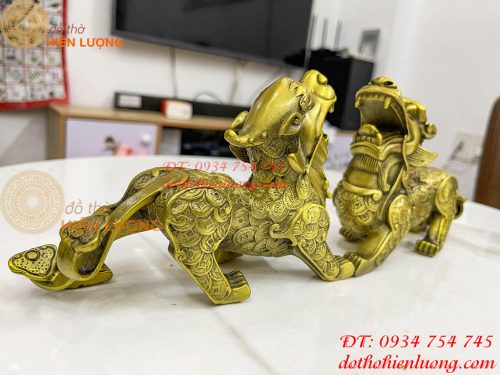Đôi Tỳ Hưu Vẩy Tiền Bằng Đồng Phong Thủy