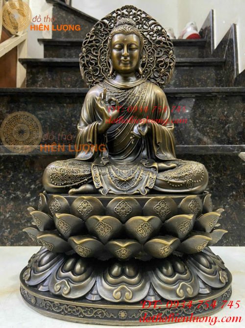 Tượng phật bổn sư bằng đồng cao 45cm