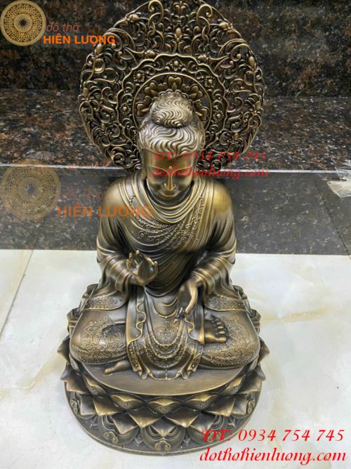 Tượng phật bổn sư bằng đồng cao 45cm