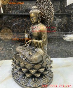 Tượng phật bổn sư bằng đồng cao 45cm