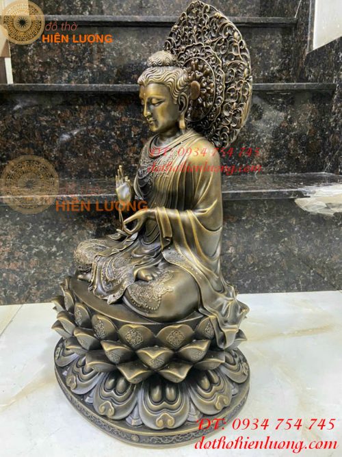 Tượng phật bổn sư bằng đồng cao 45cm