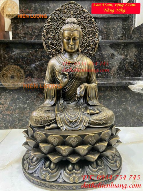 Tượng phật bổn sư bằng đồng cao 45cm