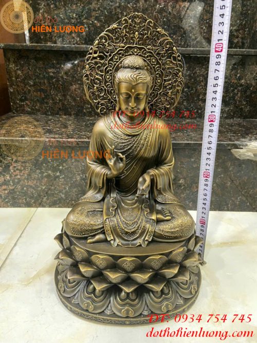 Tượng phật bổn sư bằng đồng cao 45cm