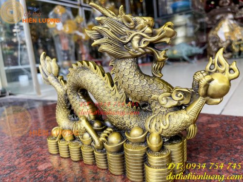 Tượng rồng vẩy tiền bằng đồng phong thủy