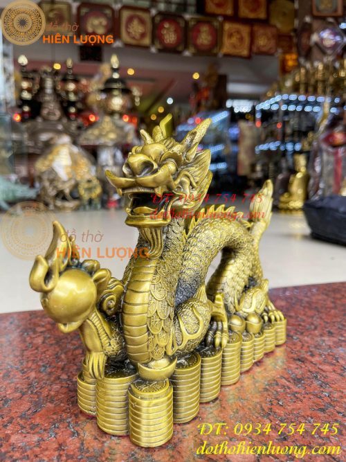 Tượng rồng vẩy tiền bằng đồng phong thủy