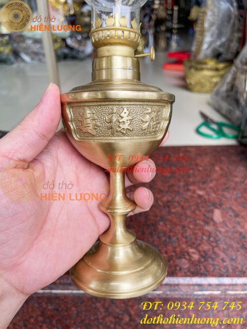 Đèn Dầu Đồng Đúc Thờ Cúng Cao 30cm