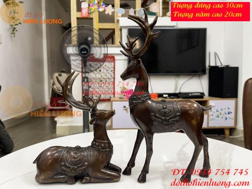 Đôi Hươu Nai Đứng Nằm Bằng Đồng Phong Thủy