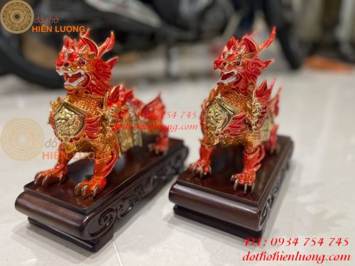 Đôi Hỏa Kỳ Lân Màu Đỏ Bằng Đồng Phong Thủy