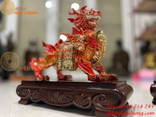 Đôi Hỏa Kỳ Lân Màu Đỏ Bằng Đồng Phong Thủy