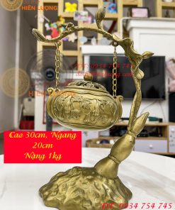 Lư Xông Trầm Hình Cây Bằng Đồng Cao 30cm