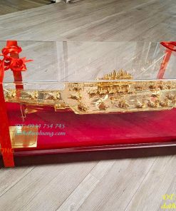 Mô Hình Tàu Chiến Bằng Đồng Mạ Vàng