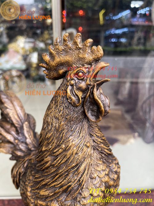 Tượng Gà Trống Đứng Gốc Cây Bằng Đồng