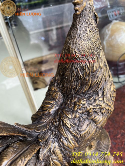 Tượng Gà Trống Đứng Gốc Cây Bằng Đồng